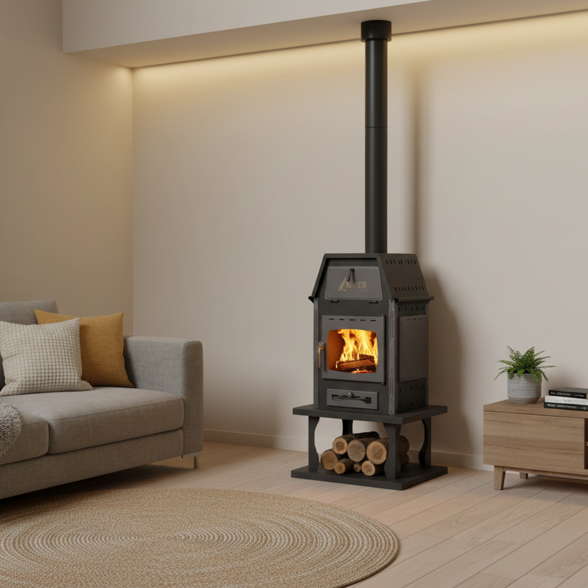 Amer Stoves – 4-Glass Wood Stove (Without Base) | Premium Wood Stove & Heating | Abou Che3le Lebanon