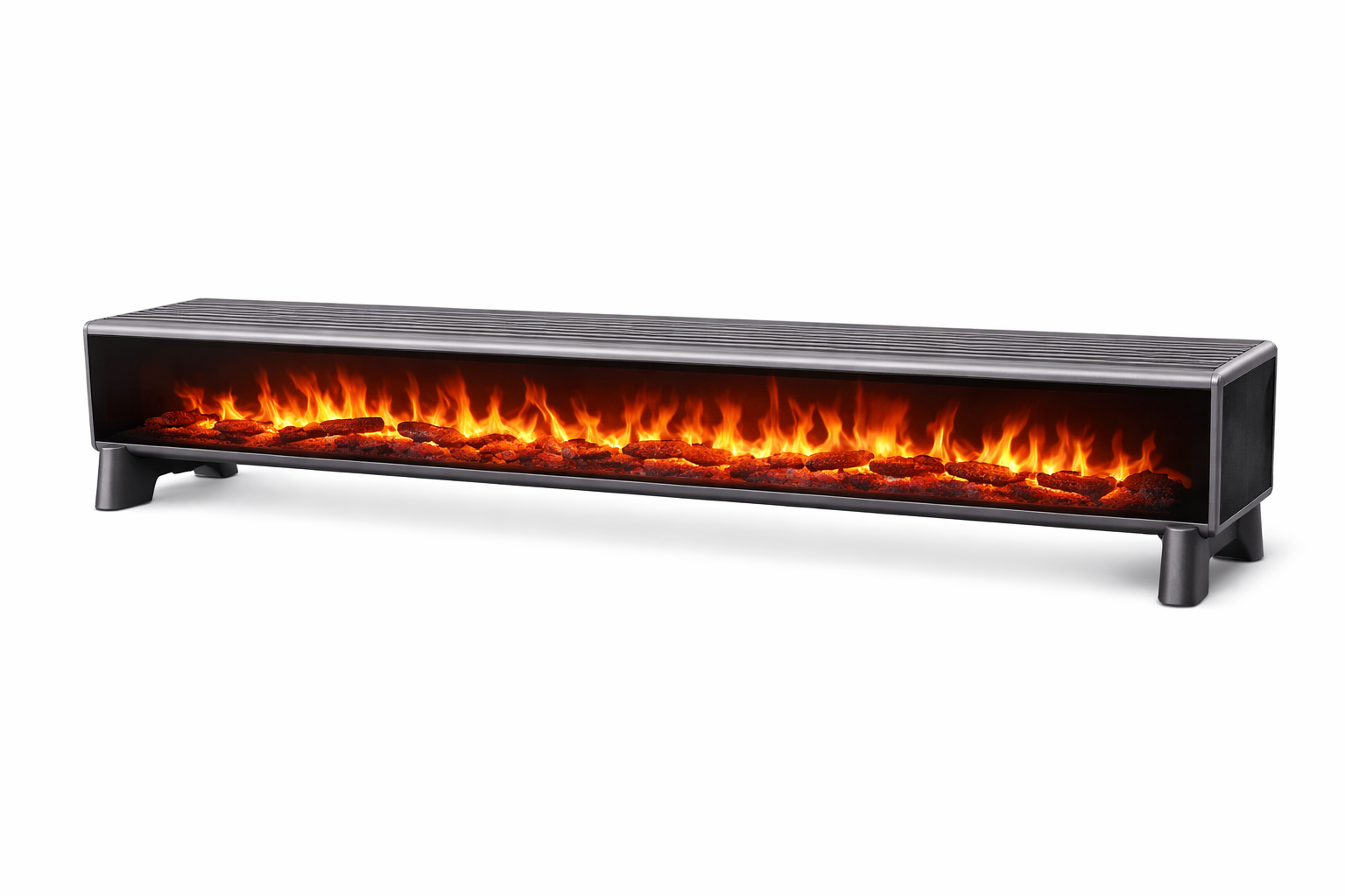 '-  Premium Long Electric Heater with Full-Width Flame Display -  Abouche3le