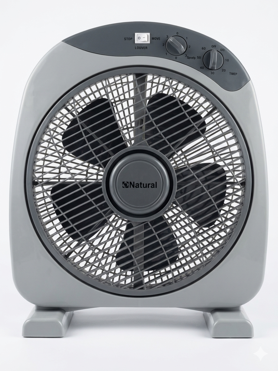 Keep your space cool and comfortable with the Natural ABH-20 Portable Box Fan. Designed for efficient airflow, low power consumption, and quiet operation, this compact floor and desktop fan is ideal for homes, offices, and bedrooms by  Abouche3le
