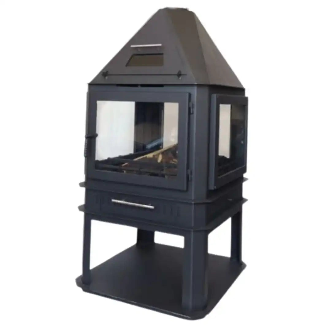 '-  4-Sided Glass Wood Fireplace with Oven (Model 160) -  Abouche3le