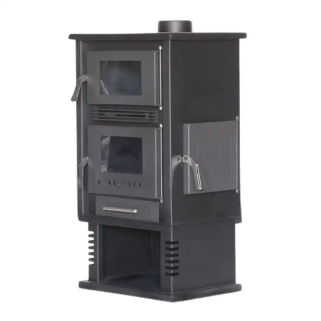 '-  Iron Base Wood Fireplace – Double Glass Door Model -  Abouche3le