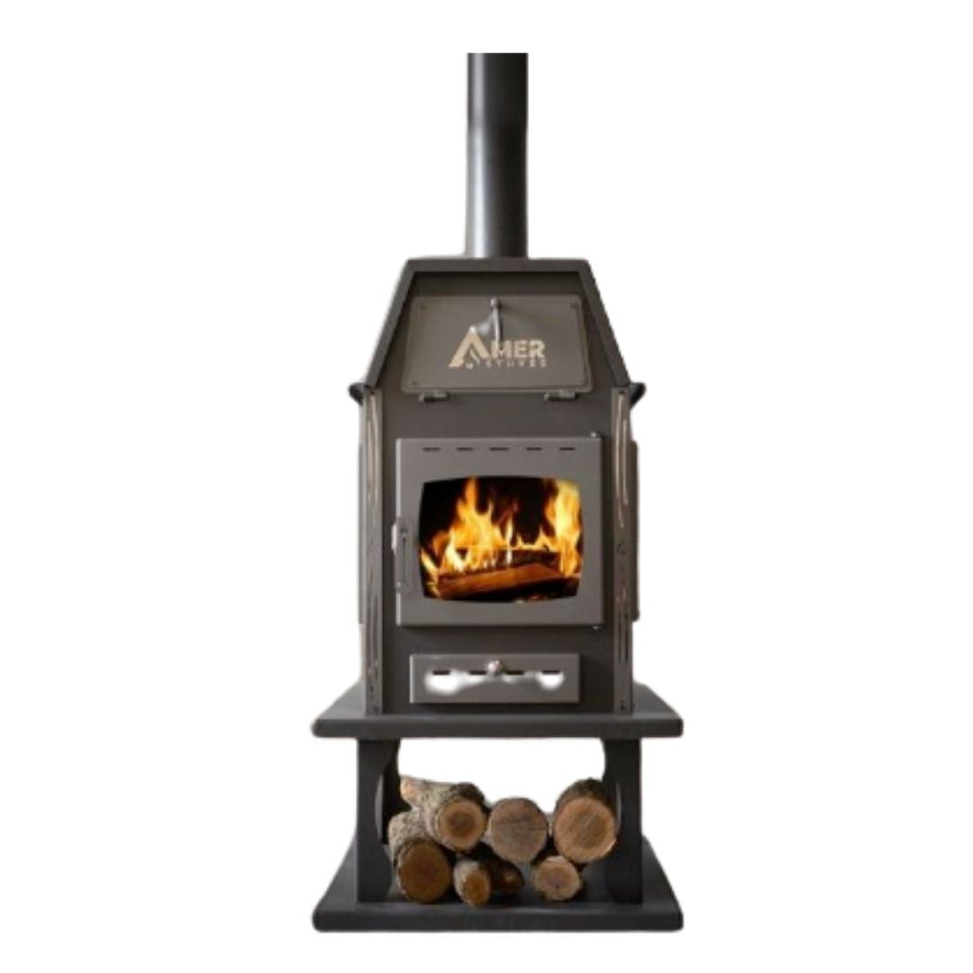 Amer Stoves – 4-Glass Wood Stove (Without Base)