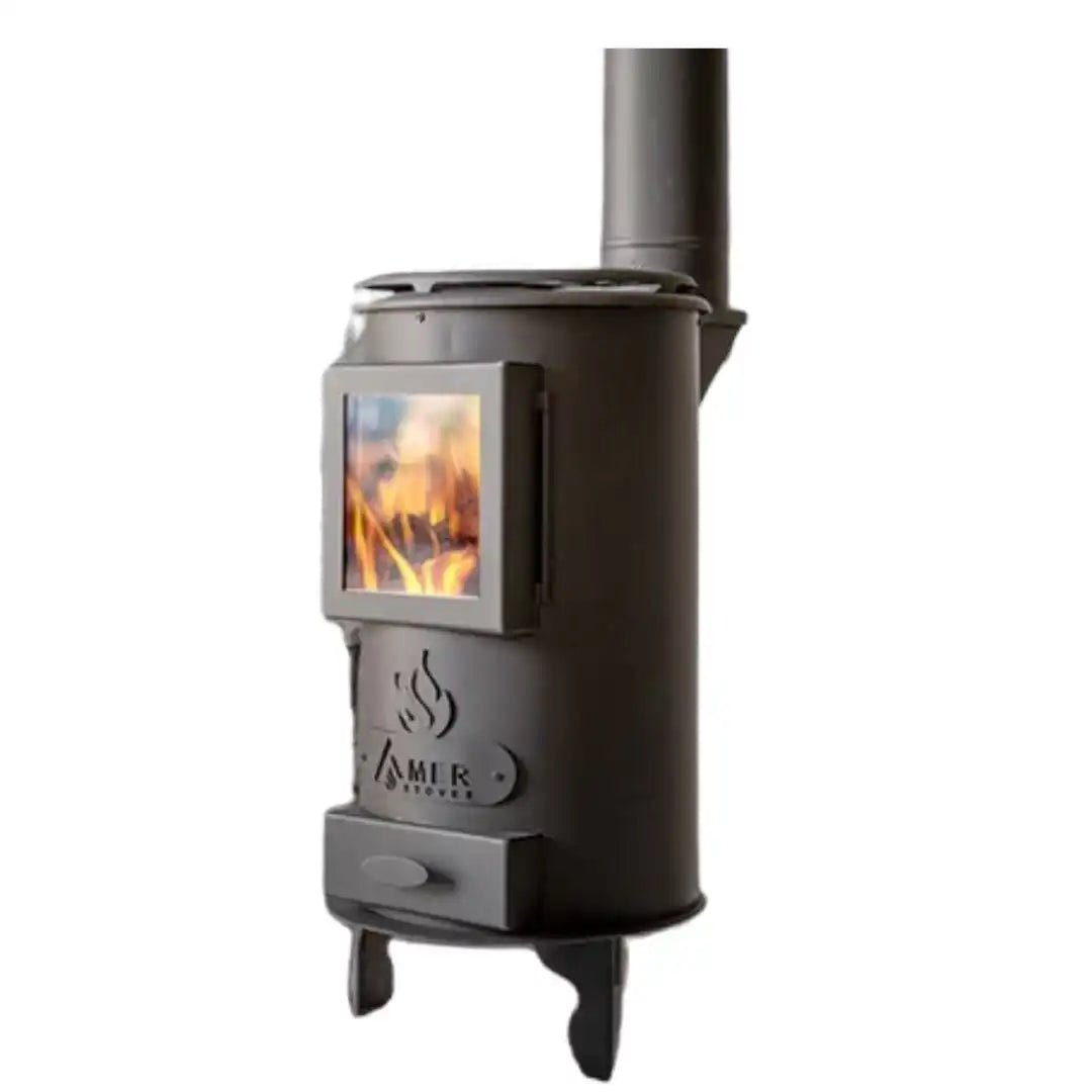 '-  Amer Stoves – Round Cast Iron Wood Stove -  Abouche3le