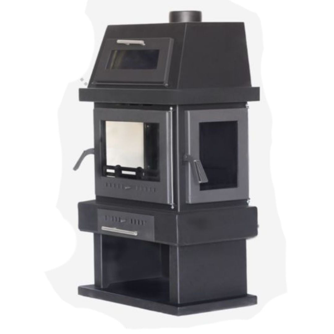 Fireplace Wood Stove – Half Pyramid with Triple Glass & Oven