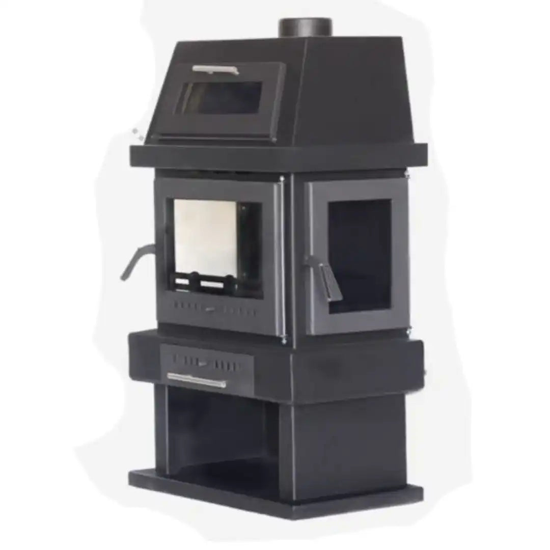 '-  Fireplace Wood Stove – Half Pyramid with Triple Glass & Oven -  Abouche3le