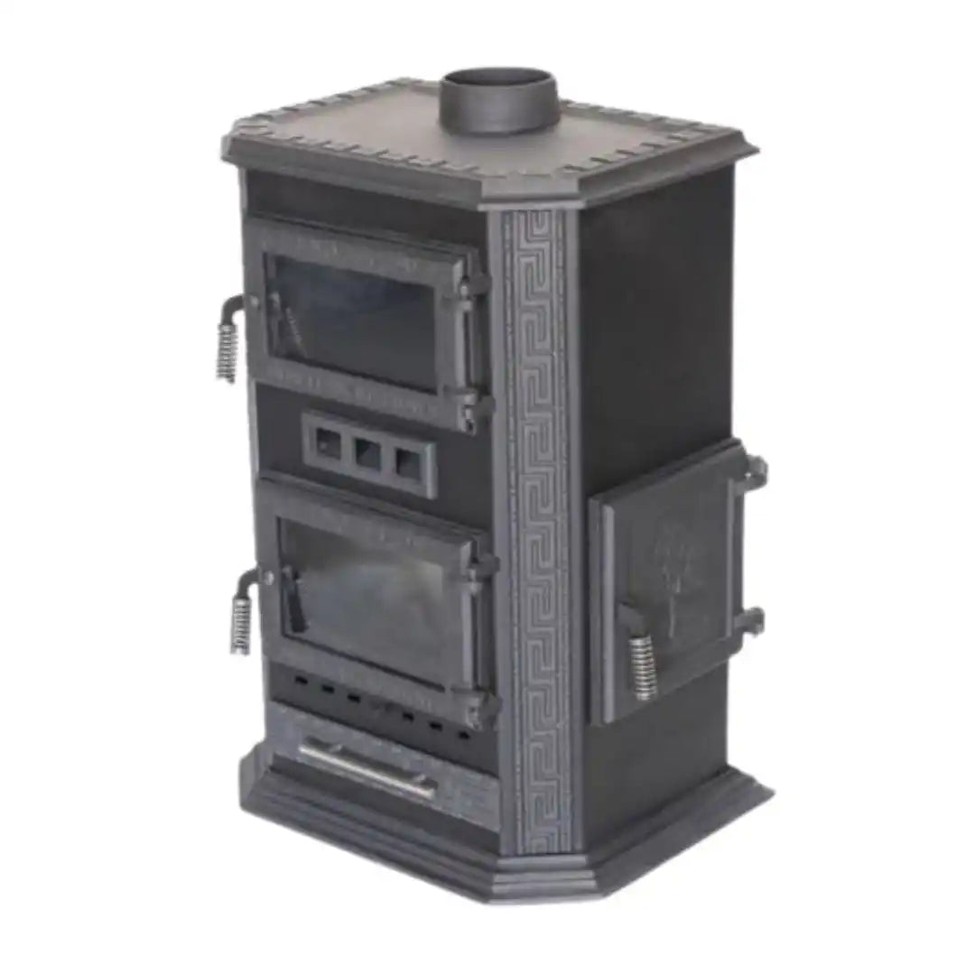 '-  Fireplace Wood Stove – Cast Iron Model with Oven & Fan -  Abouche3le