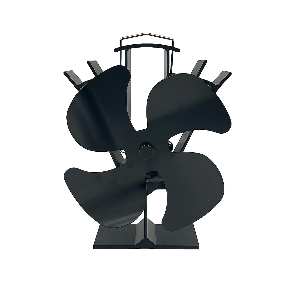 Black stove fan on a white background -  Voda Eco Heat Powered Wood Stove Fan - VDSF684B -  Abouche3le